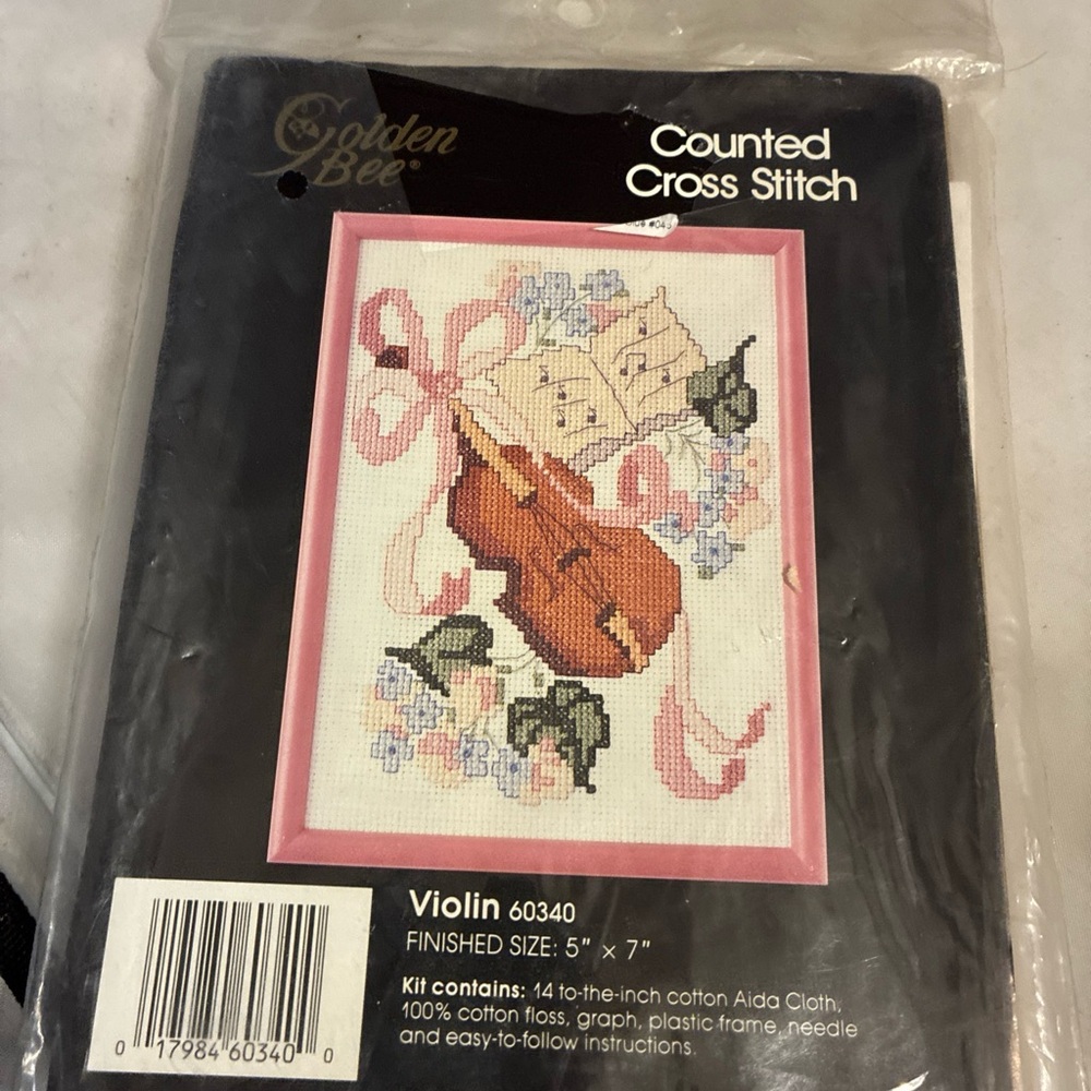 Golden Bee Violin Counted Cross Stitch Kit